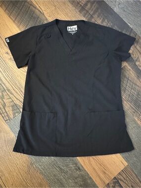 Women's Black V-Neck Scrub Top